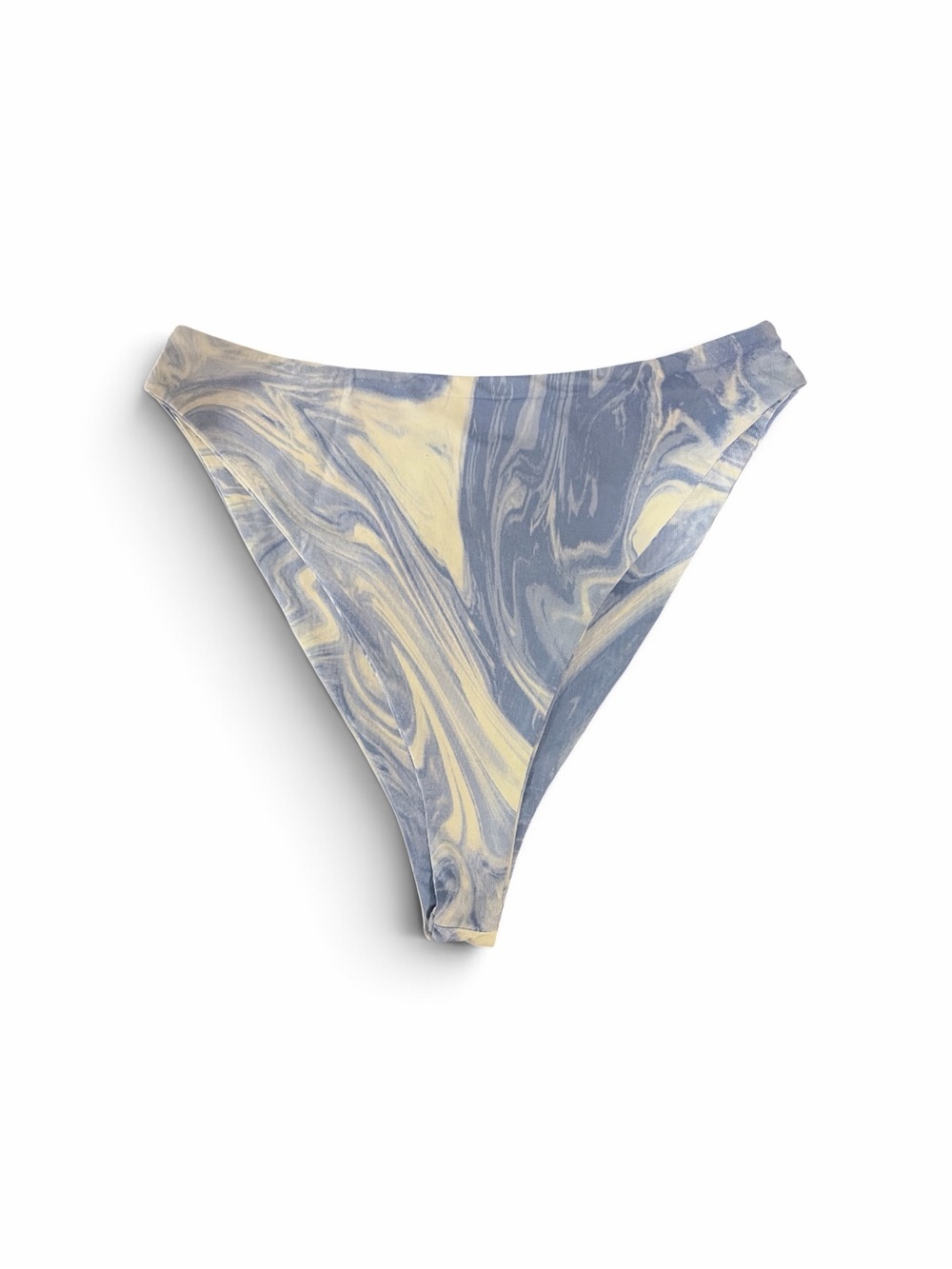 naked wardrobe High Rise Blue and Cream Marble Tie-Dye Swim Bottoms Medium